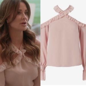 Intermix Adrienne Cut Out silk ruffle trim blouse